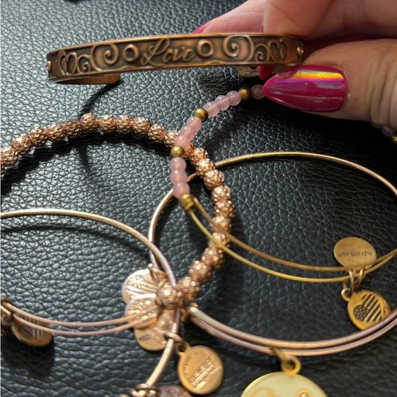 Alex and Ani Gold and Pink Bracelet Set - Picture 2 of 5